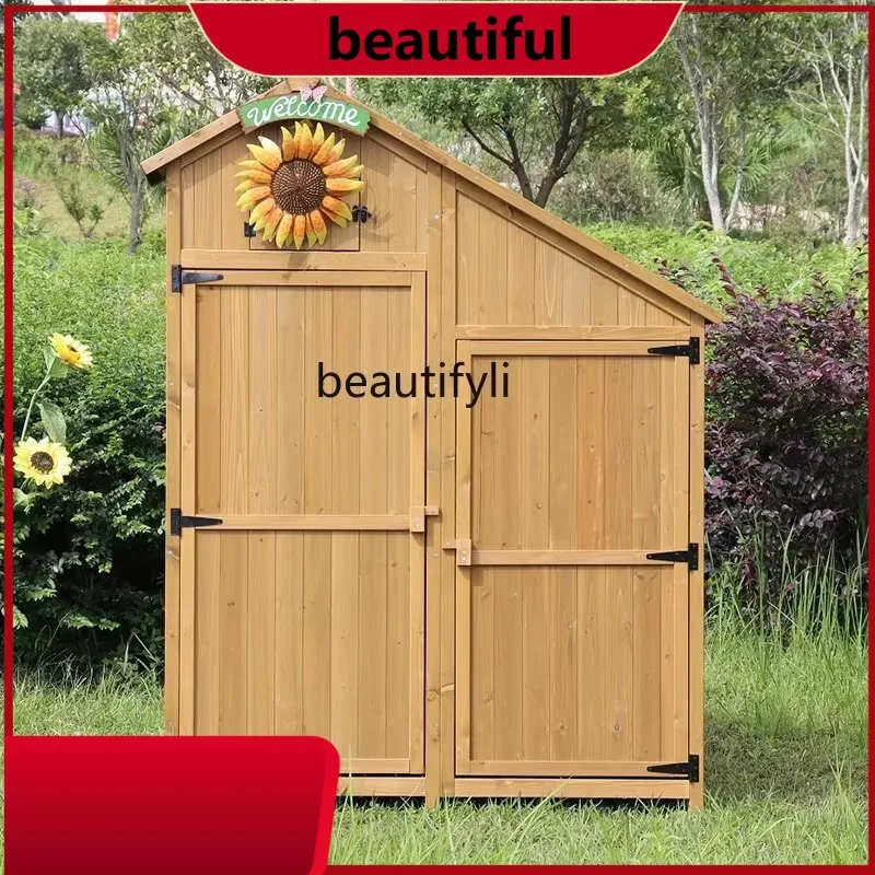 Outdoor Cabinet Storage Solid Wood Locker Pastoral Waterproof Balcony Glove Box Courtyard Tool Room  h