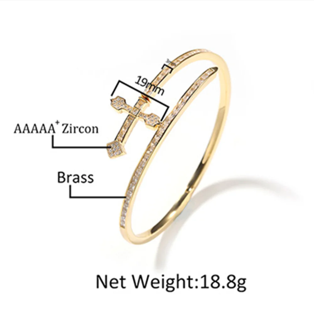 العصرية الفريدة الجديدة الهيب هوب سيف العدالة سوار النحاس مطعمة الزركون كامل الماس مجوهرات للجنسين