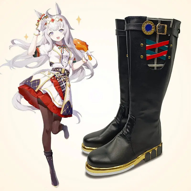 Anime Umamusume: Pretty Derby Oguri Cap Cosplay Shoes Black Long PU Leather Boots For Halloween Carnival