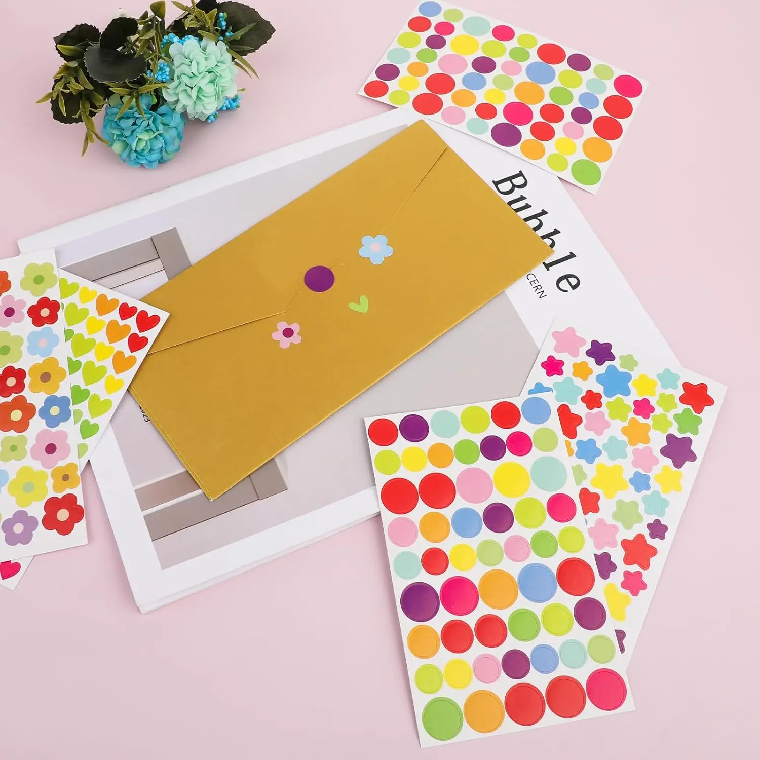 6pcs Clipbook Stickers Self-adhesive Adhesive Album Decoration Accessories DIY Stickers Star Heart Dots Color Handicrafts
