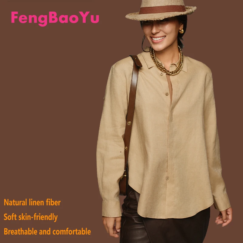 

Высококачественная льняная женская рубашка Fengbaoyu — простой и элегантный топ из свободной, удобной, дышащей и влажной ткани.