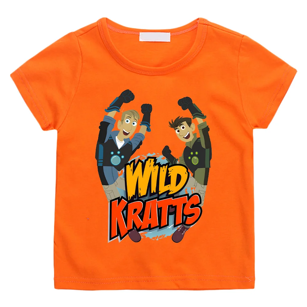 Wild Kratts Cartoon T-shirt Anime Print New Cotton Tshirt Children Fun Top Adventure Cartoon Tees Cool Boys Short Sleeve Clothes