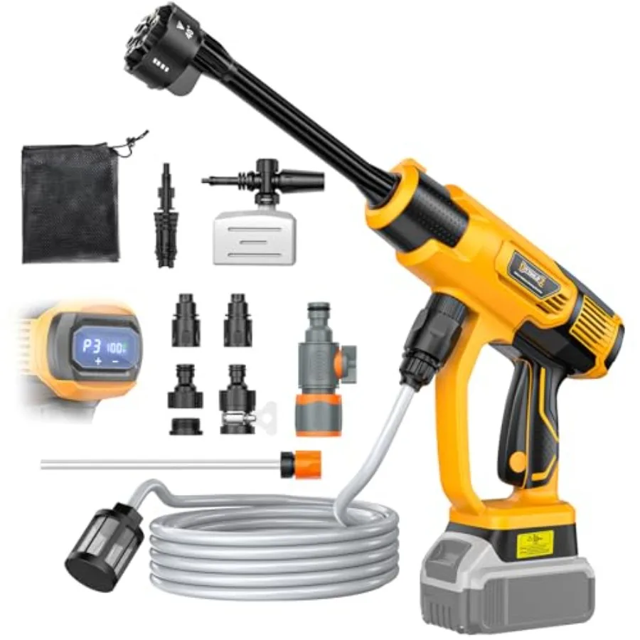 

Инструмент для чистки, совместимый с аккумулятором DeWalt 20V, 2.2 фунта, с шлангом 16.4 фута и насадкой 6-в-1 + насадка для автомобиля, патио, забора, ванной комнаты