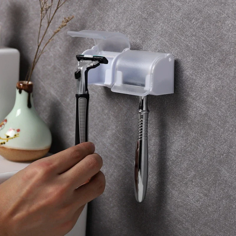 Uomo Rasoio Rasoio Spazzola Lama Supporto di Stoccaggio Bagno Parete Ventosa Ventosa Gancio Supporto Appendiabiti Scaffale Polvere Accessorio di Plastica