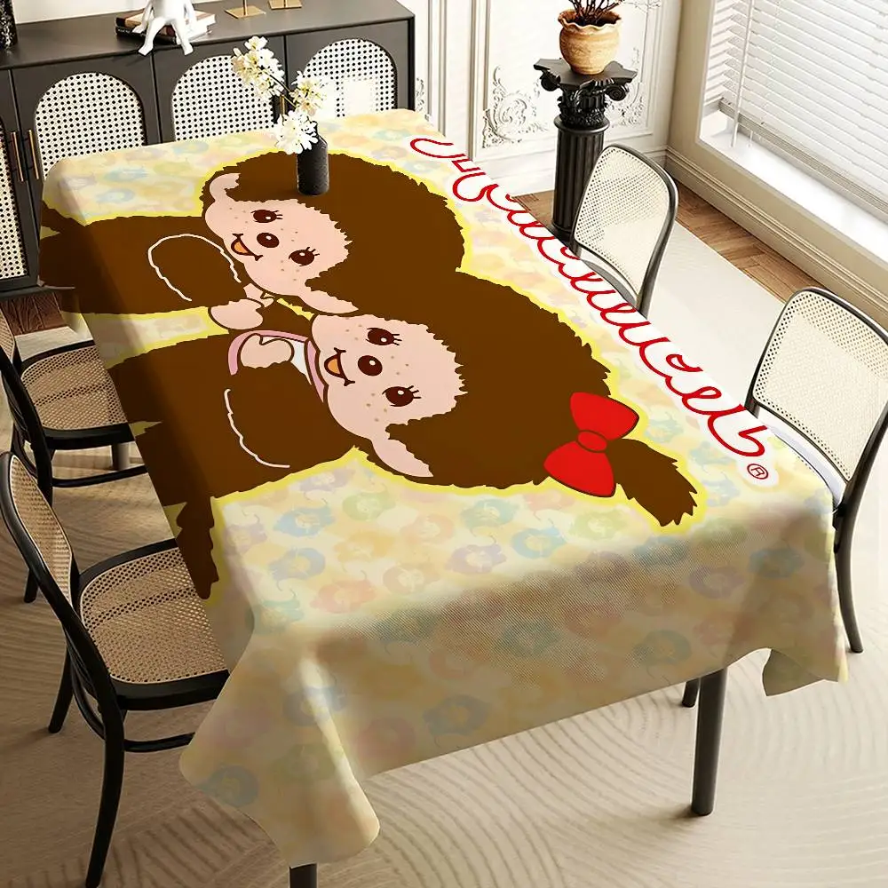 Anime M-Monchhichi Waterproof And Oil-proof Tablecloth Bedside Table Dustproof Decorative Cloth Living Coffee Tablecloth