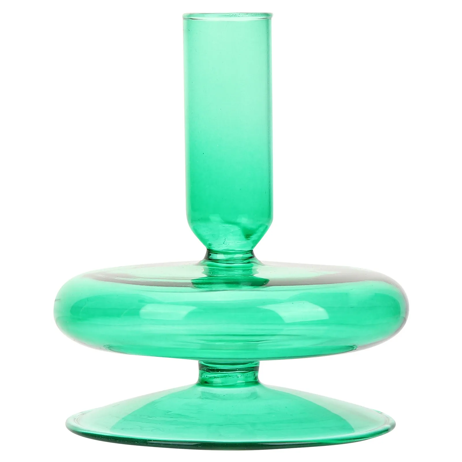 Green Glass Pillar Candle Holder Table Centerpiece for Irish Holiday Wedding Anniversary Party Decor