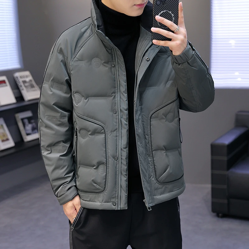 Casual 2024 Autumn Winter Men\'s Warm Duck Down Jackets Outwear Windproof Solid Thick Puffer Coats Loose Tops Down Garment Parkas