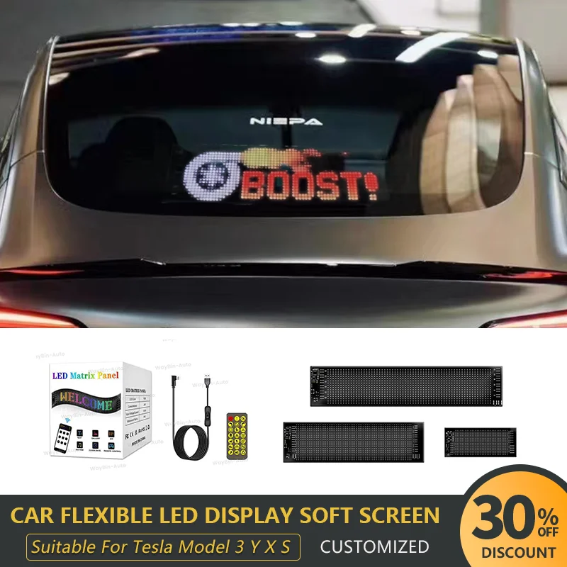 

For Tesla Model 3 Y X S Sticker Van Light Customized Expression Light Car Flexible Led Display Soft Screen Auto Accessories Cars