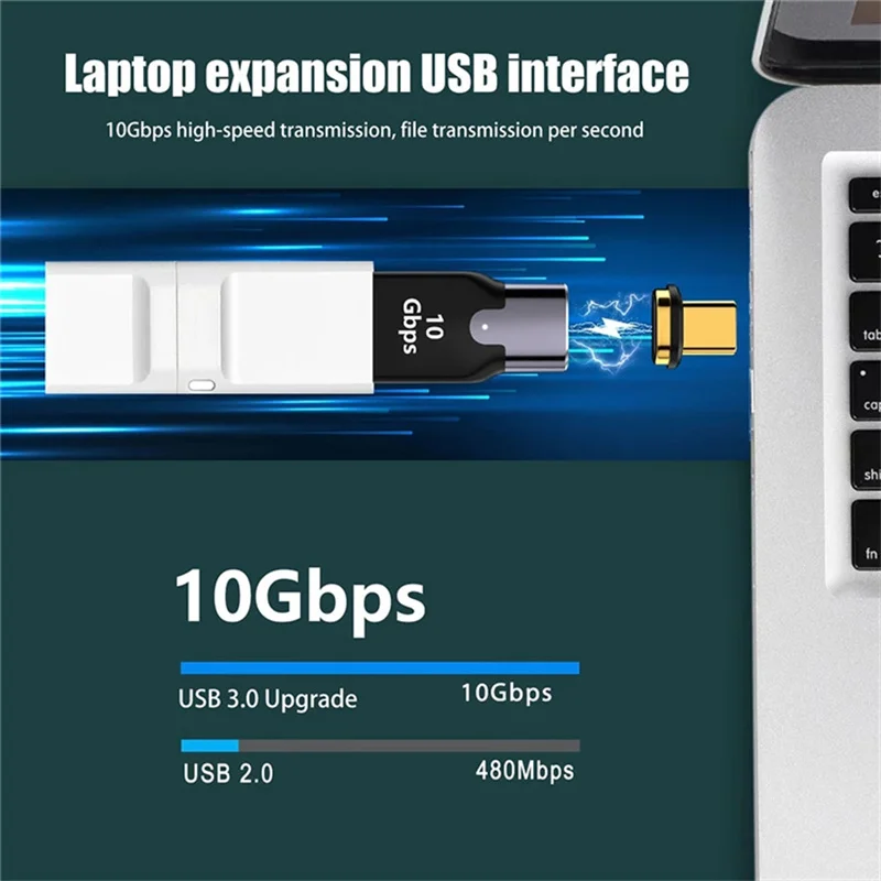 ตัวเชื่อมต่อแม่เหล็ก10Gbps USB ชนิด C ตัวผู้กับ USB3.0ตัวเมียอะแดปเตอร์ข้อมูลการชาร์จมุมขวา90องศาสำหรับแท็บเล็ตโทรได้แล็ปท็อป