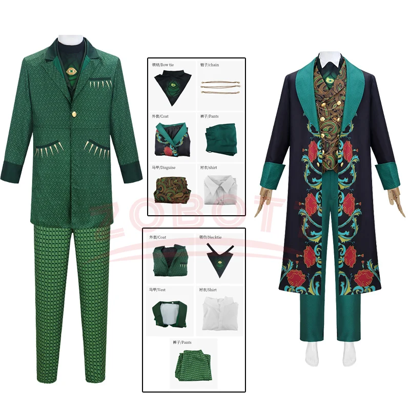 

Movie Wicked Cosplay Men's Wizard Green Suit Jeff Men Goldblum Christmas Clothing Carnival suit New Year Costume