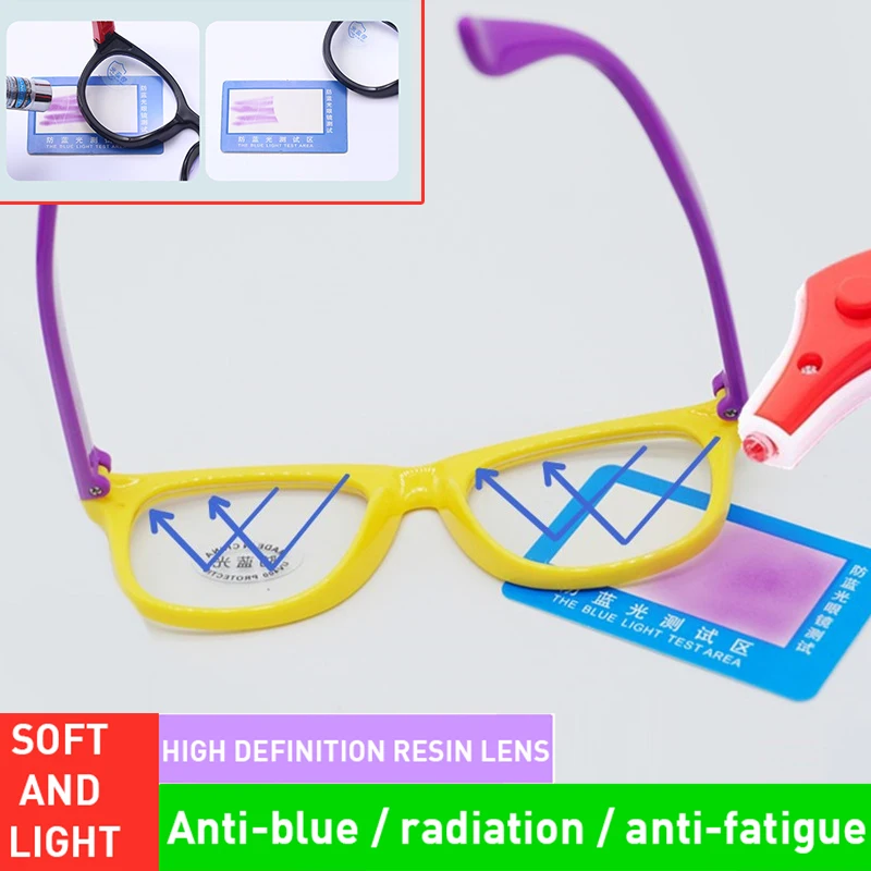 Óculos anti-azul de silicone, armação ótica transparente para crianças, óculos para meninos e meninas, proteção uv400