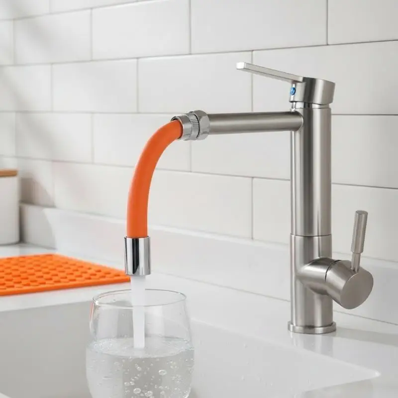 1PC Adjusta Sink Drain Extension Tube with Connector, 360° Rotatable Faucet Extender, Fits Bathroom Sinks for All Drainage Need
