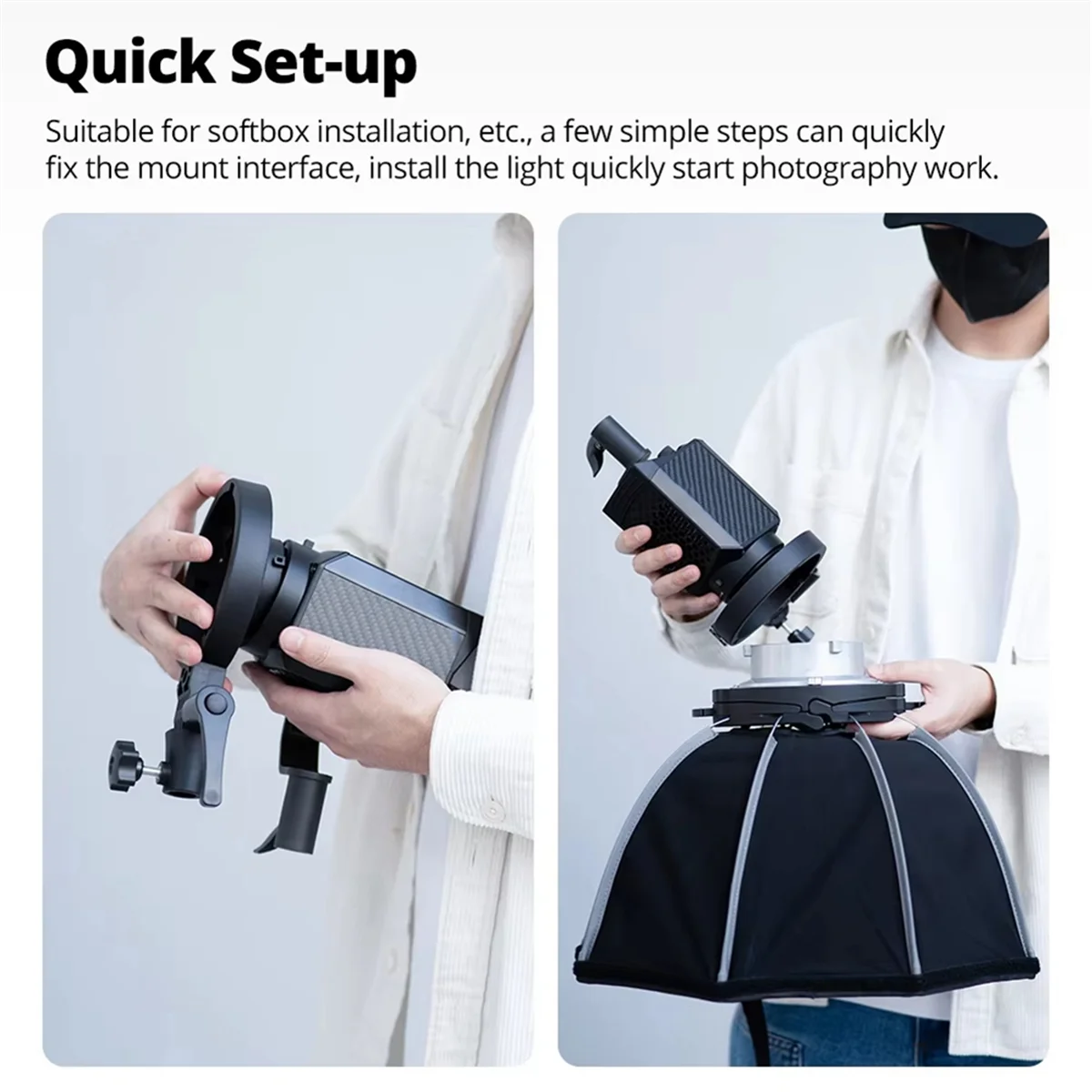 ABAN Mini Mount to Bowens Mount Adapter Quick Set-Up for YN150 60/130 60 Softbox MB02