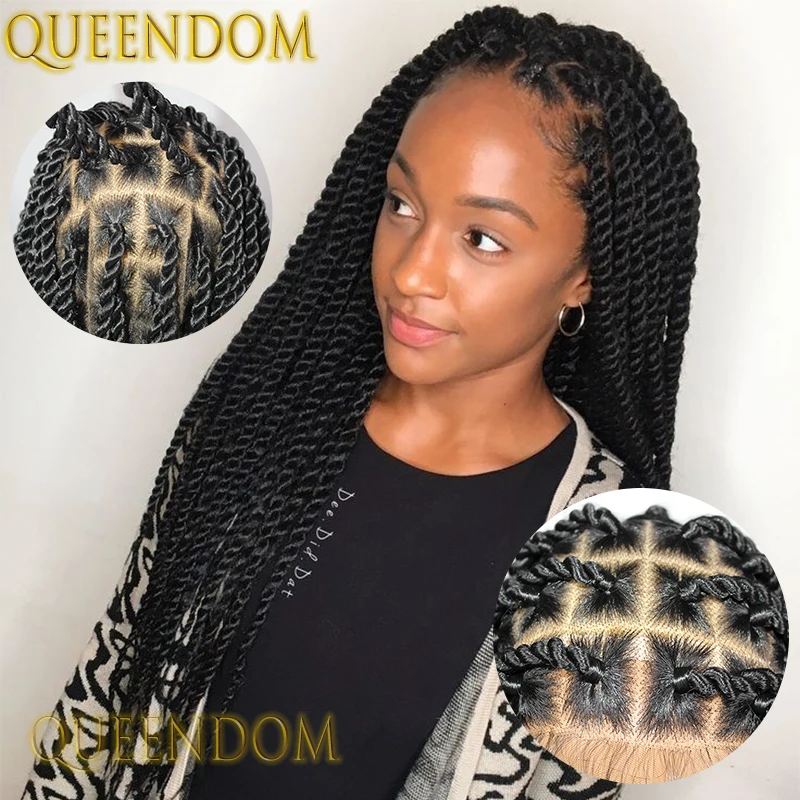 

36-дюймовый синтетический парик с косами Jumbo, 360, полный кружевной парик с косами для чернокожих женщин, плетеный парик с сенегальскими завитками