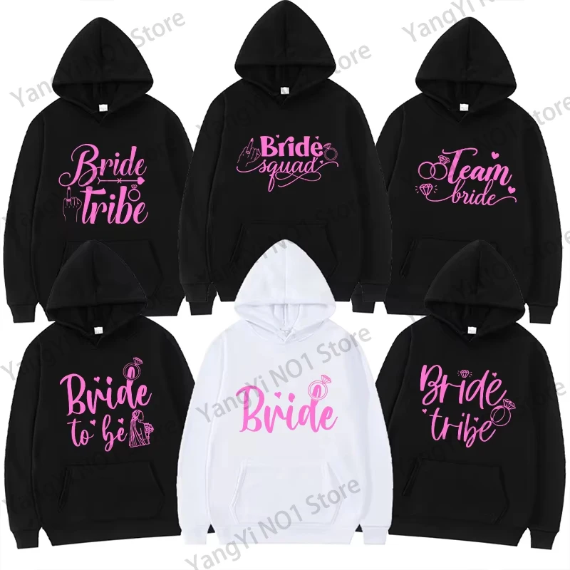

Team Bride Squad & Bride To Be Hoodies, Diamond Ring Graphic Sweatshirts, Women's Casual Hooded Tops for Bachelorette Party