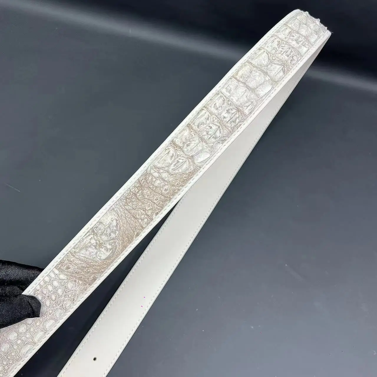 New Thai Back Bone White Men\'s Leisure True Crocodile Skin Unjointed Genuine Leather Smooth Businesss Cummerbunds Designer Belts