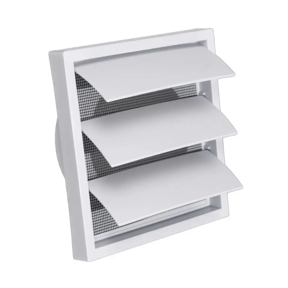 

Вентиляционная решетка белая пластиковая односторонняя с сеткой для вытяжки и сушилки