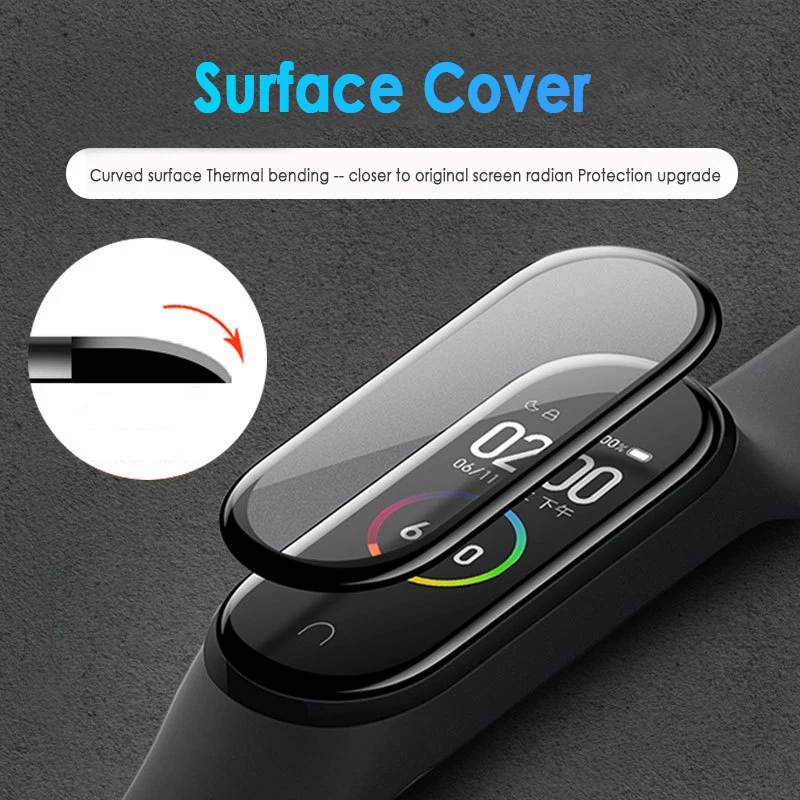 Tempered Glass for Xiaomi MI Band 8 7 6 5 4 Film Smartwatch Accessories Full Screen Protector 9D Full Protective Cover HD Film