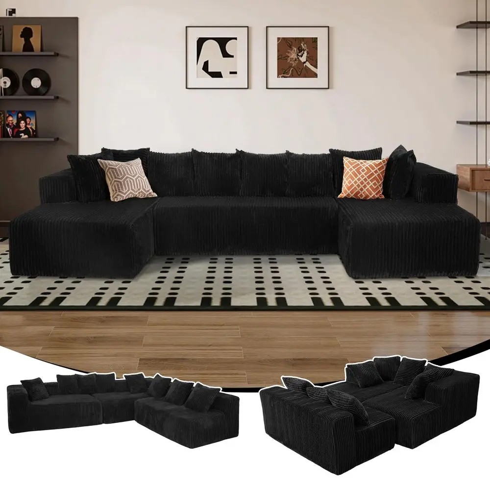 

Cloud Boneless Sectional Couches for Living Room, U L Shaped Couch with Deep Seat Chaise, High Density Foam Compression Sofa, M