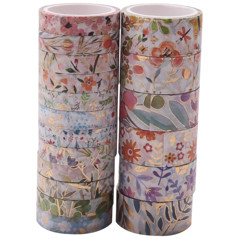 

Washi Tape, 18 Rolls Flower Masking Washi Tape, Craft Decorative Washi Tape Set For DIY, Gift Wrapping, Scrapbooking