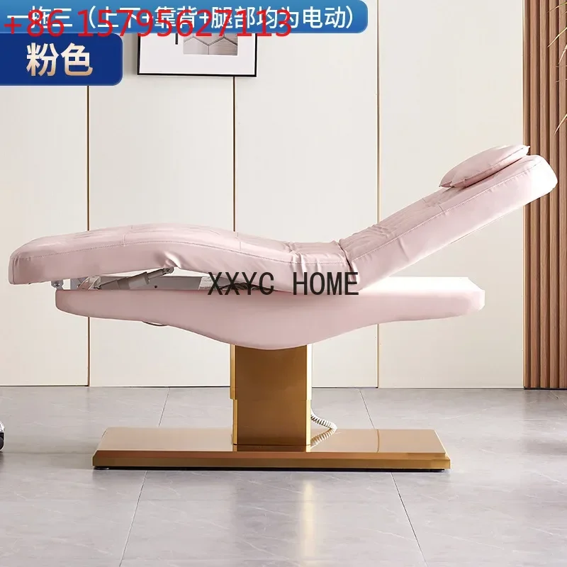 

Электрическая косметологическая кушетка с золотым основанием, массажный стол, кушетка для наращивания ресниц и татуажа