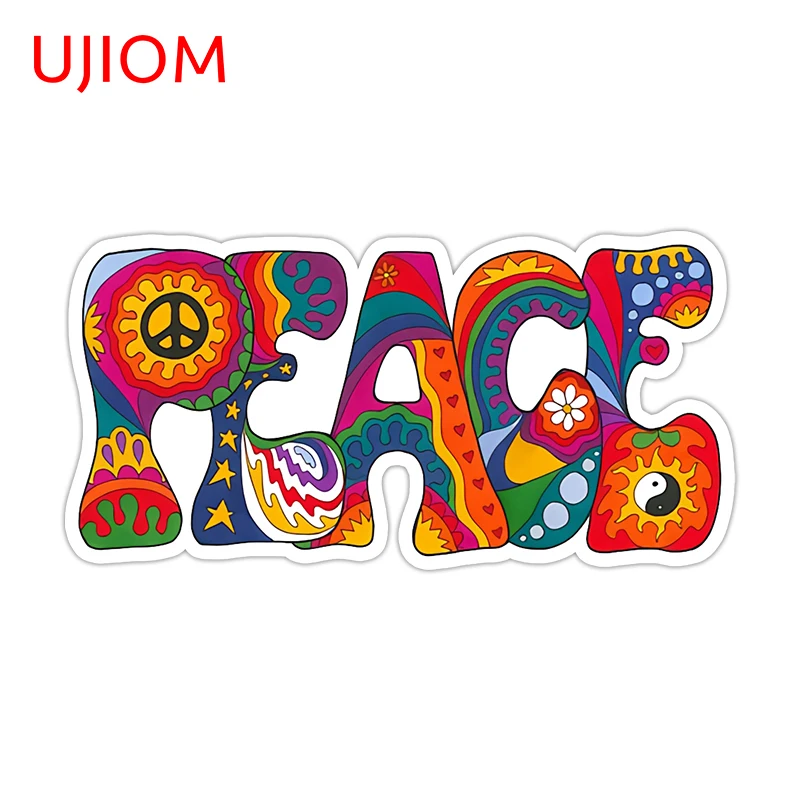 UJIOM Psychedelic Peace Wall Sticker Fashion Personality Customizable Vinly Decal Creative Personality Amusing Wallpapers