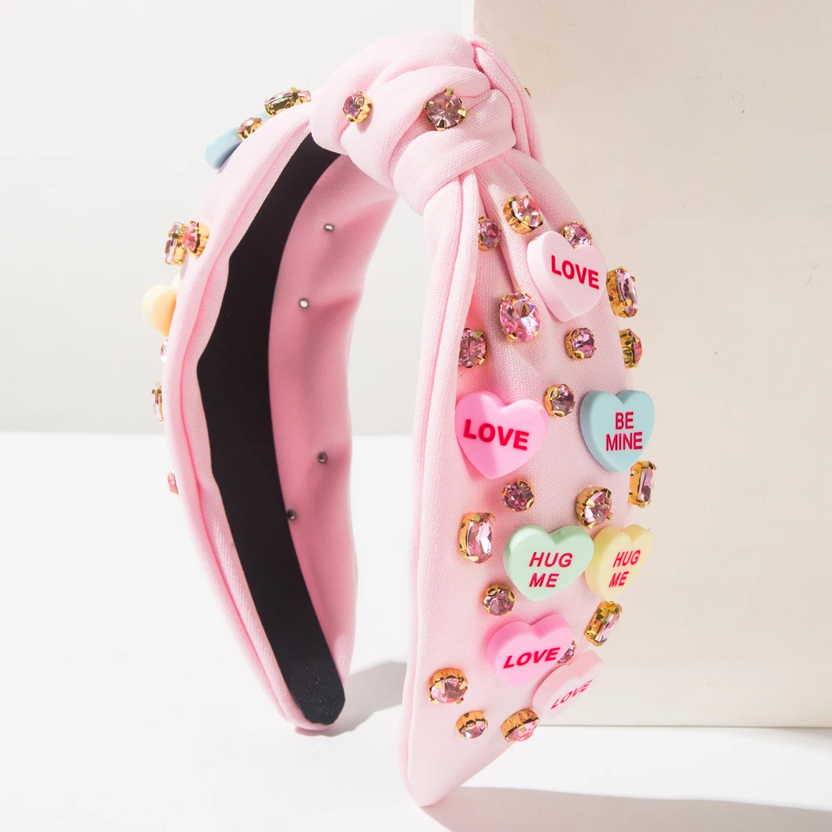 2025 Cross border Hot selling Amazon Valentine\'s Day Heart shaped Letter Hair Hoop Handmade Knot Set with Drill Bit Hairdband