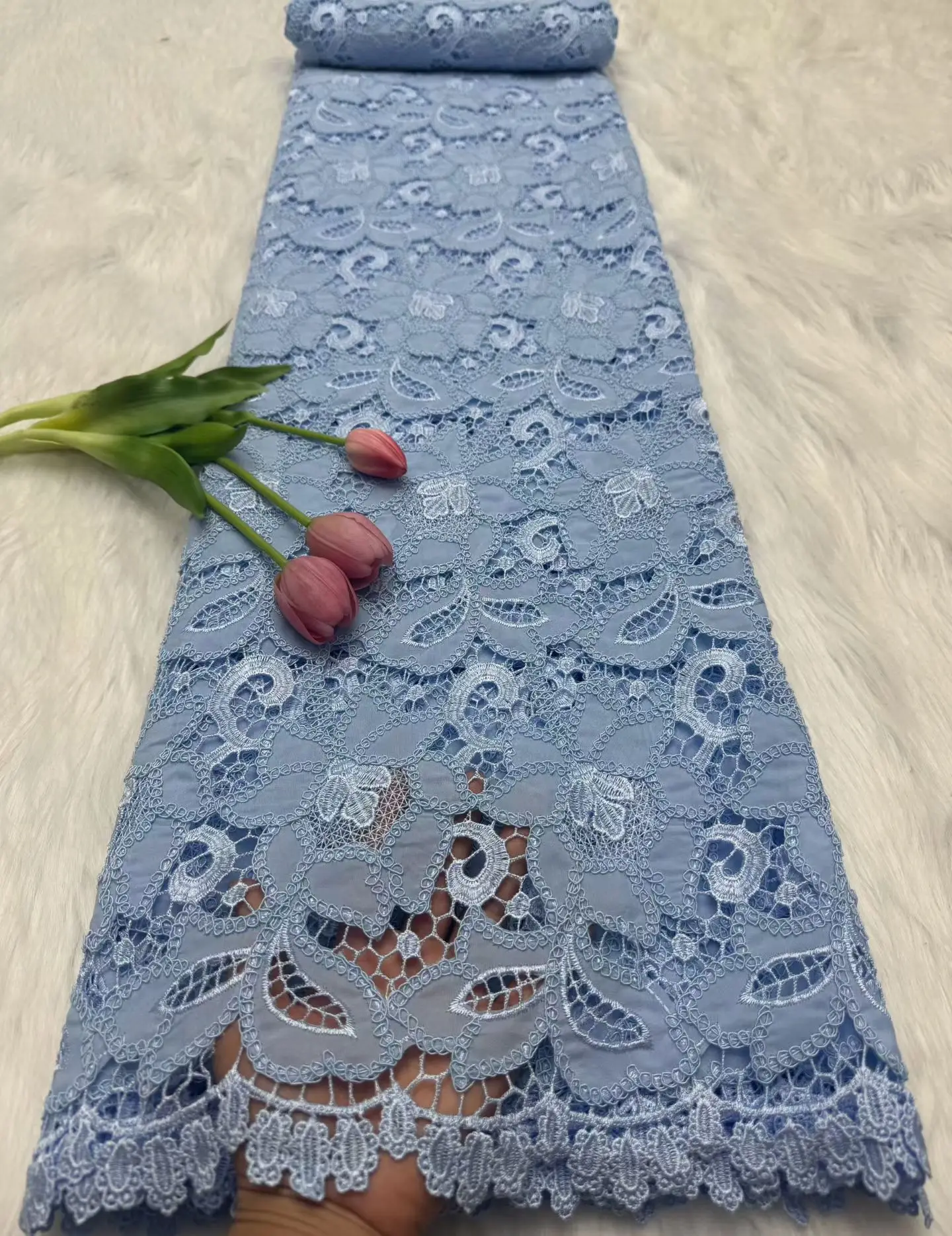 Witte kant stof 2025, hoge kwaliteit luxe Nigeriaanse Franse mesh kant stoffen, nieuwste chiffon stof voor vrouwen feestjurk Hm134-1