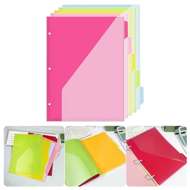 5 PCS 3 Lubang File Folder Dokumen Dokumen Penyelenggara Dokumen Plastik Pembagi Indeks Halaman Folder Perlengkapan Kantor D2RC