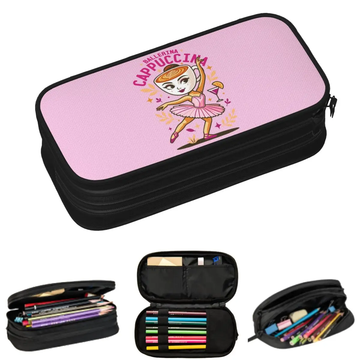 

Cappuccino Ballerina Italian Brainrot Pencil Cases for Student Gifts Pen Box Pencil Bag Large Storage Pencil Pouch