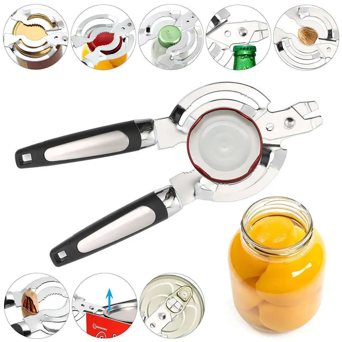 

Stainless Steel Heavy Duty Bottle and Jar Opener Jar Opener for Seniors Sliver
