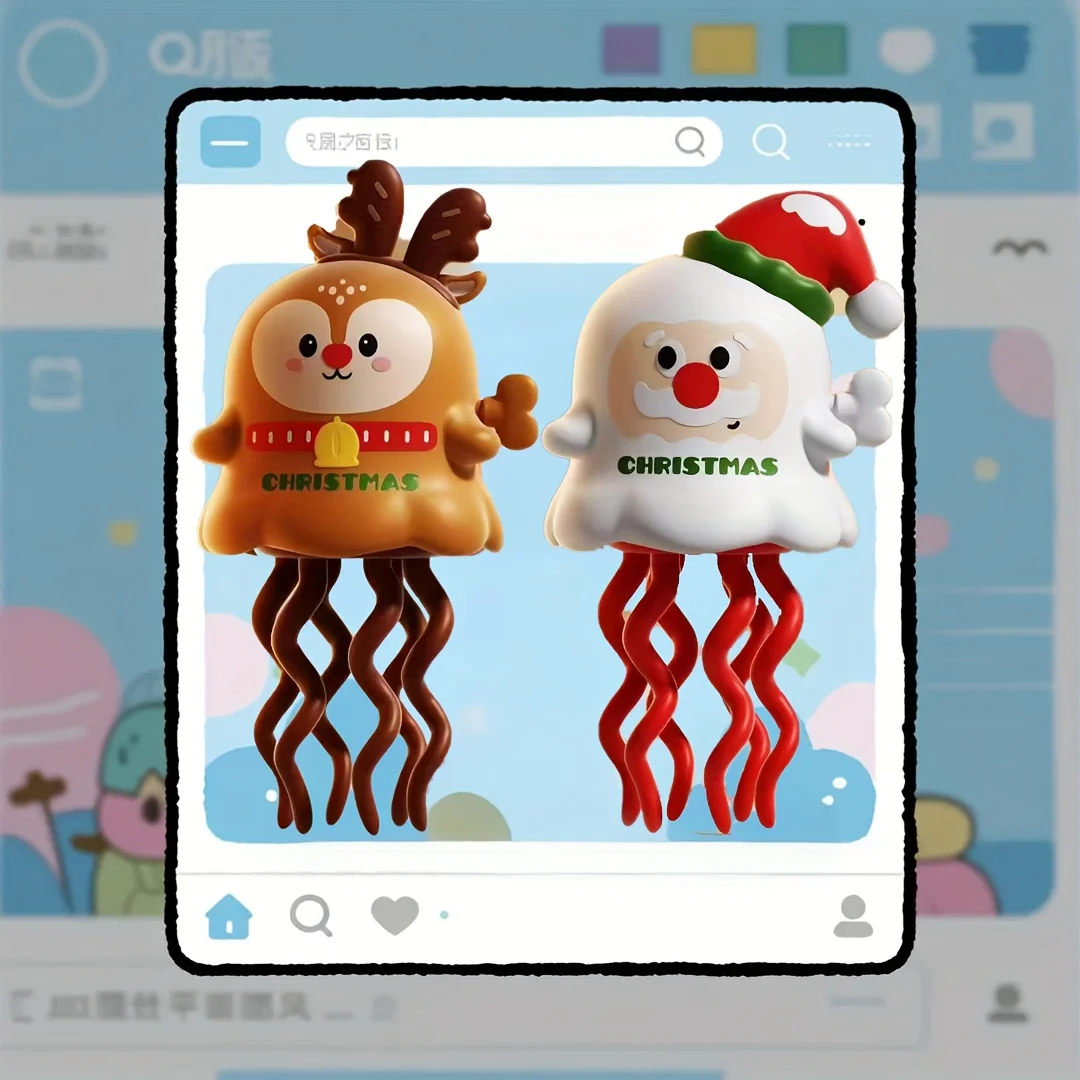 Giocattolo da ballo di Natale a orologeria con meccanismo di torsione, testa rotante e gambe mobili - Giocattolo di scherzo interattivo, simpatico cervo di cartone animato marrone e bianco o pupazzo di neve con cappello rosso e bianco, nessun funzionamento richiesto, nessun giocattolo di renna di Babbo Natale, adatto per decorazioni natale