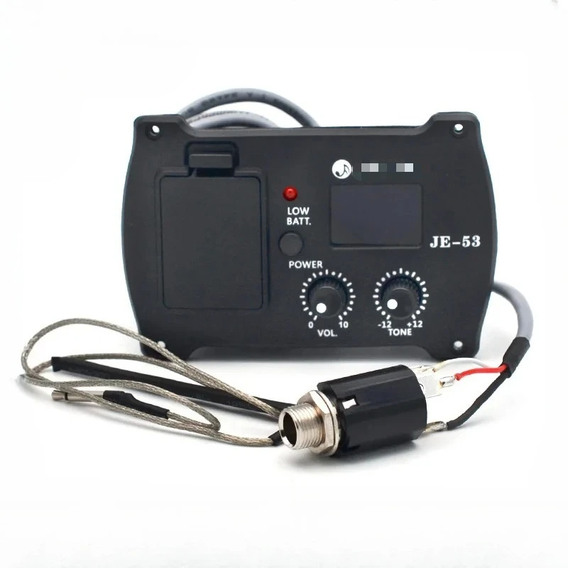 

JE-53 2 In 1 Guitar Parts Equalizer and Tuner Professional Acoustic Guitar Simple Preamp Equalizer Pickup with Tuner