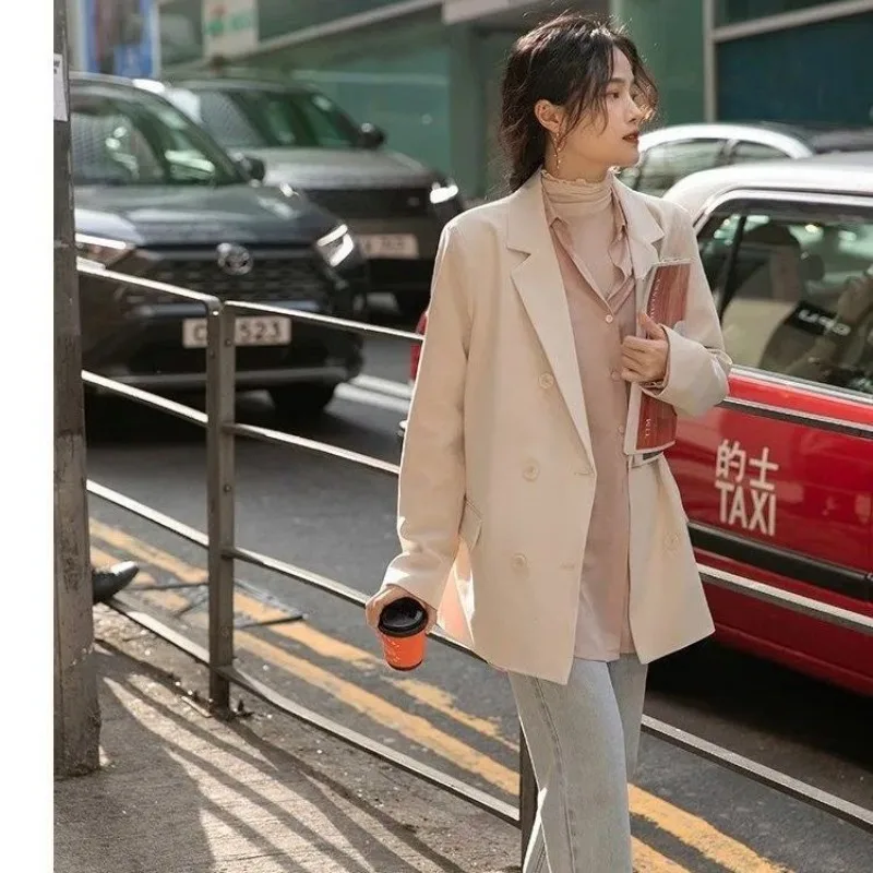 Blazer Women Long Sleeve Suit Korean Chic White Black Blazer Office Ladies Coat Business Casual Suit Solid Loose New