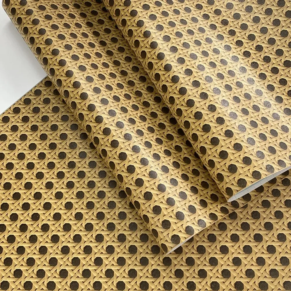 45x300cm Self-Adhesive Bamboo Weave Wallpaper Waterproof Removable for Cabinet Refresh Study Room Peel and Stick Tenant