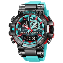 STRYVE-reloj analógico y Digital para hombre, cronógrafo de doble movimiento, luminoso, resistente al agua, deportivo, a la moda, nuevo, 8025