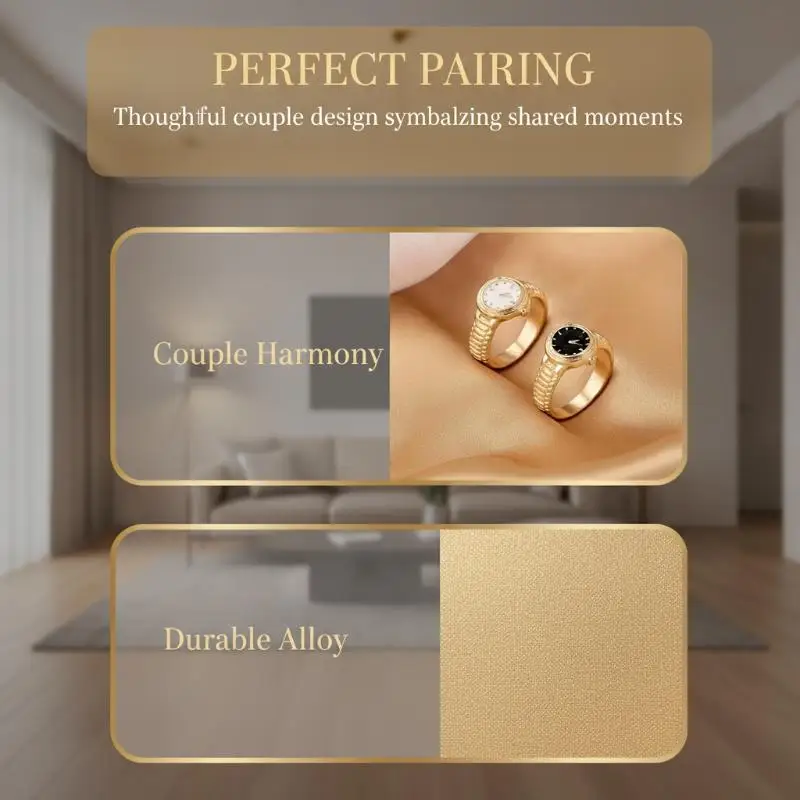 Gold Plated Watch Shaped Rings Vintage Enamel Dial For Daily Wear Parties Dating Gifts For Women