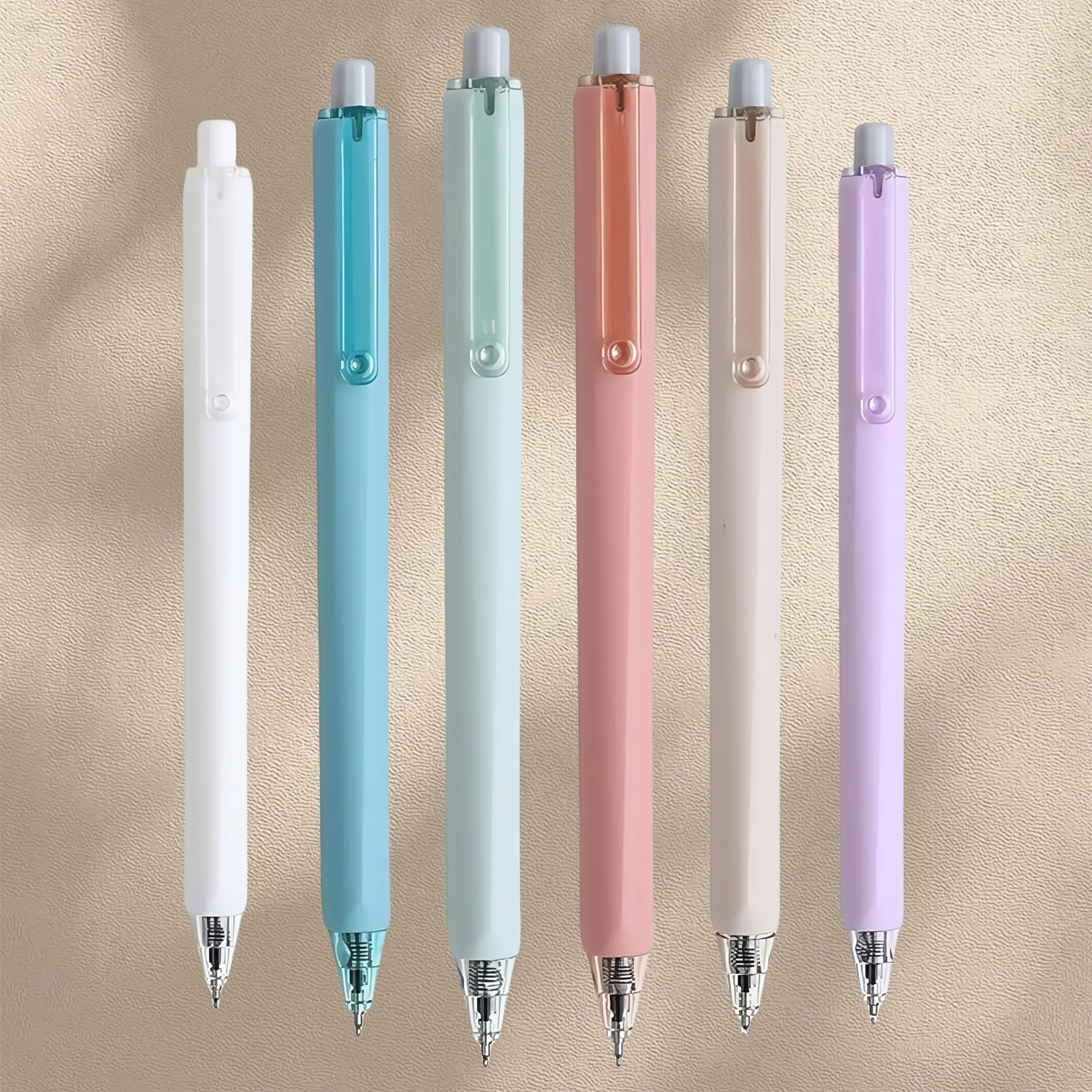 

6 разноцветных бочек для ручек с черными ручками, матовой текстурой, удобной ручкой, нескользящим, быстросохнущим, подходят для написания экзамена и подписи