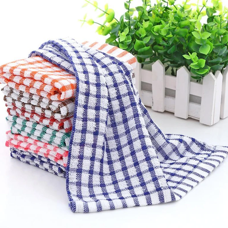 Kitchen Towel Tea Towel Dish Cloth Absorbent Cotton Jacquard Plaid Towel