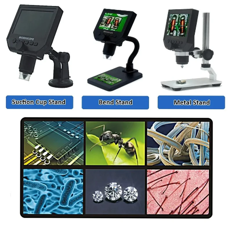 

4.3 In LCD Digital Microscope 1-600X Coin Microscope for Error Coins USB Magnifier Micro Scope with High Stand 8 LED Kids Adult