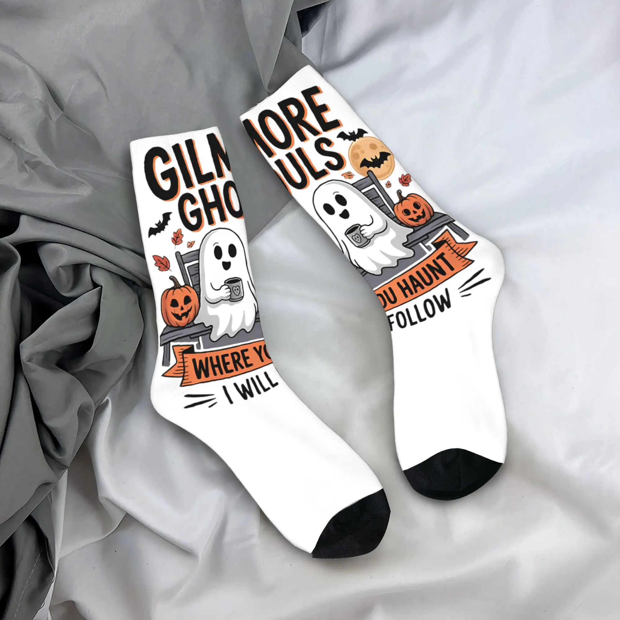 

Women Men Socks Gilmore Ghouls Halloween Ghost Stockings Autumn Funny Warm Soft Socks Design Outdoor Sports Non Skid Socks