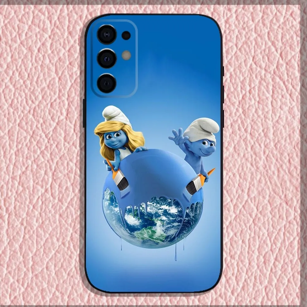 Anime Cartoon S-Smurfs Phone Case For Samsung S24,S21,S22,S23,S30,Ultra,S20,Plus,Fe,Lite,Note,10,9,5G Black Soft Shell