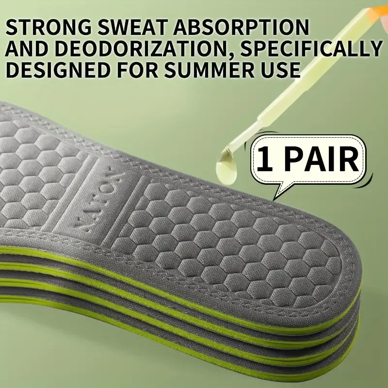 Summer Deodorant Sports Insoles for Shoes Sweat-absorbing Breathable Deodorant Anti-sweat Soft Shoe Pads Inserts for Man Women