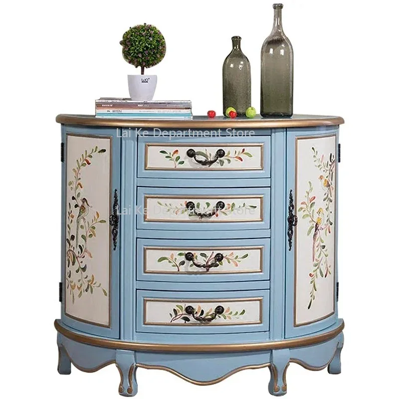 

American style solid wood bucket cabinet, bedroom bed end storage cabinet, foyer screen decoration cabinet, foyer foyer