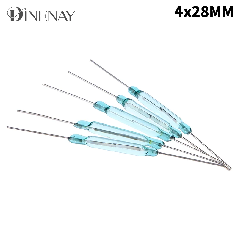 5 stücke 4x28mm grünes Rohr Silber Pin Reed Schalter Sensor normaler weise offen DIY magnetisches Reed schaltet elektronisch