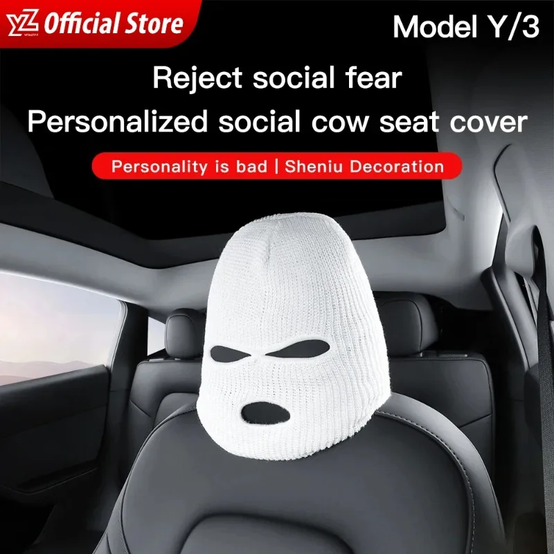 

YZ for Tesla High Quality Car Headrest Cover Holiday Halloween Funny Gifts 3 Hole for Tesla Model Y Model 3 Interior Accessories