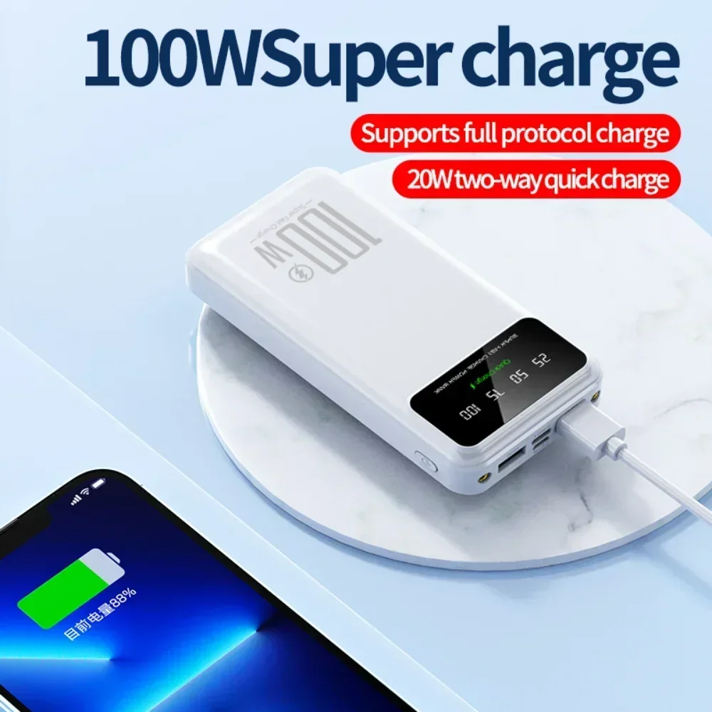 50000mAh High Capacity 100W Fast Charging Power Bank Portable Charger Battery Pack Powerbank for iPhone Huawei Samsung