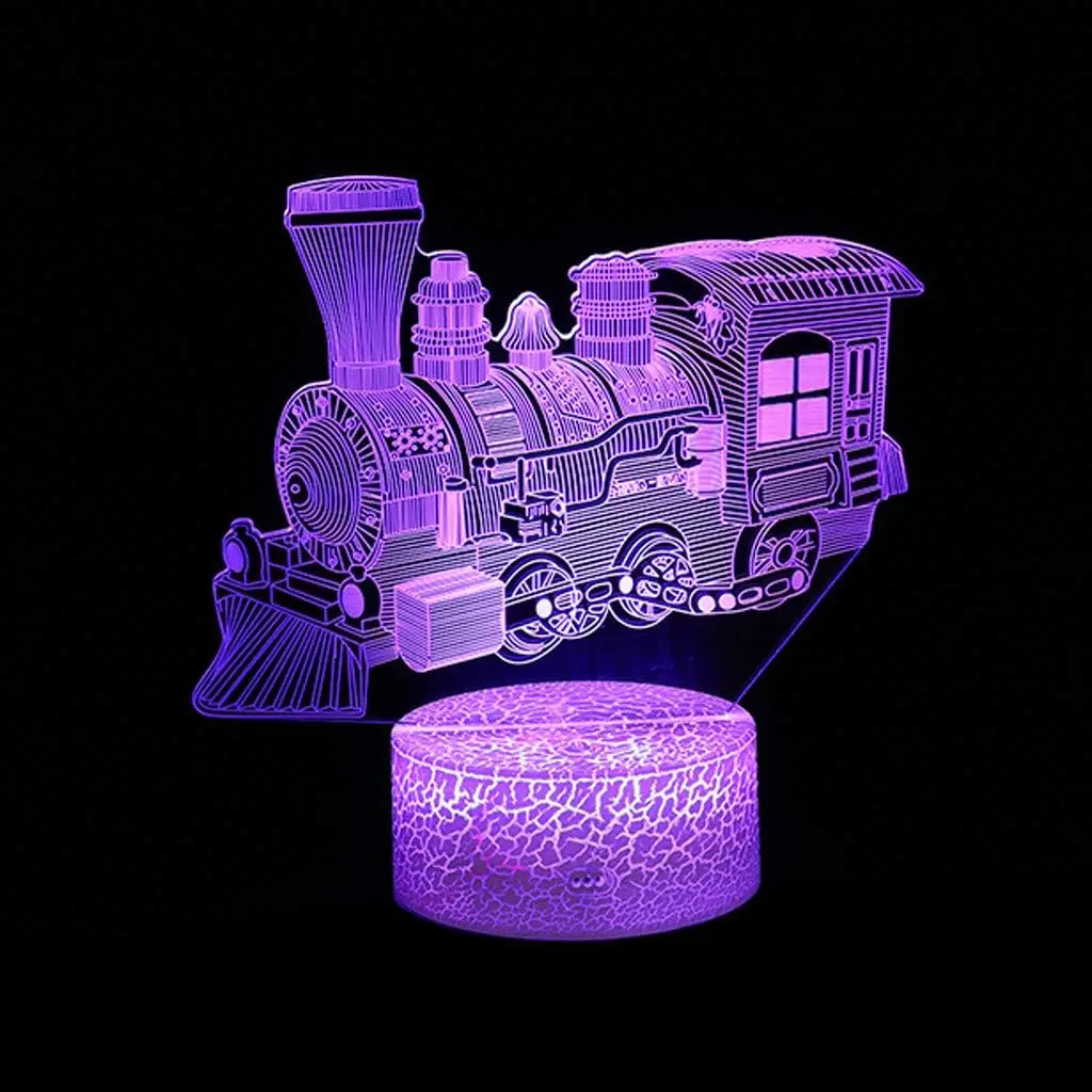 Nighdn Train Night Light for Bedroom Decoration 7 Color Changing 3D Illusion LED Lamp for Kids Toy Christmas Birthday Gifts