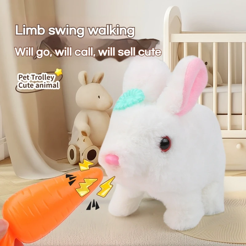 Children Plush Cute Rabbit Kids Electronic Pet With Sound Animal DIY Change Clothes Game Walking Moving Pet Toys For 3 Years