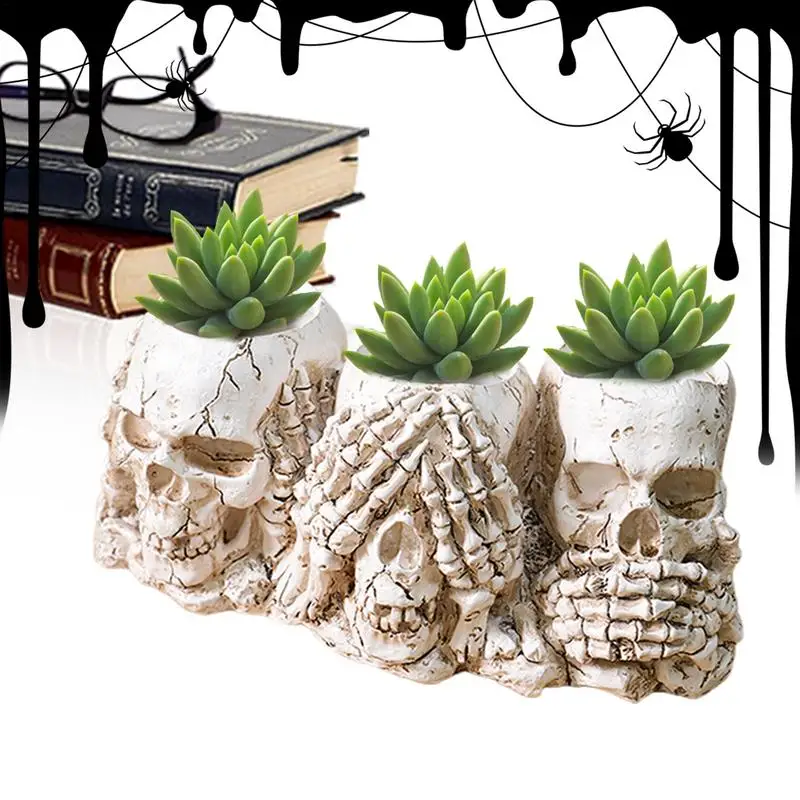 

Skeleton planter Halloween Planter Resin Skulls Halloween Decor Gothic Planter Halloween Candy Bowl Skull Decor Ghost Planter